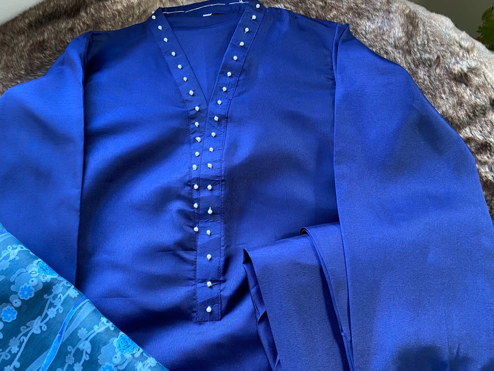 Blue digital print duppata suit