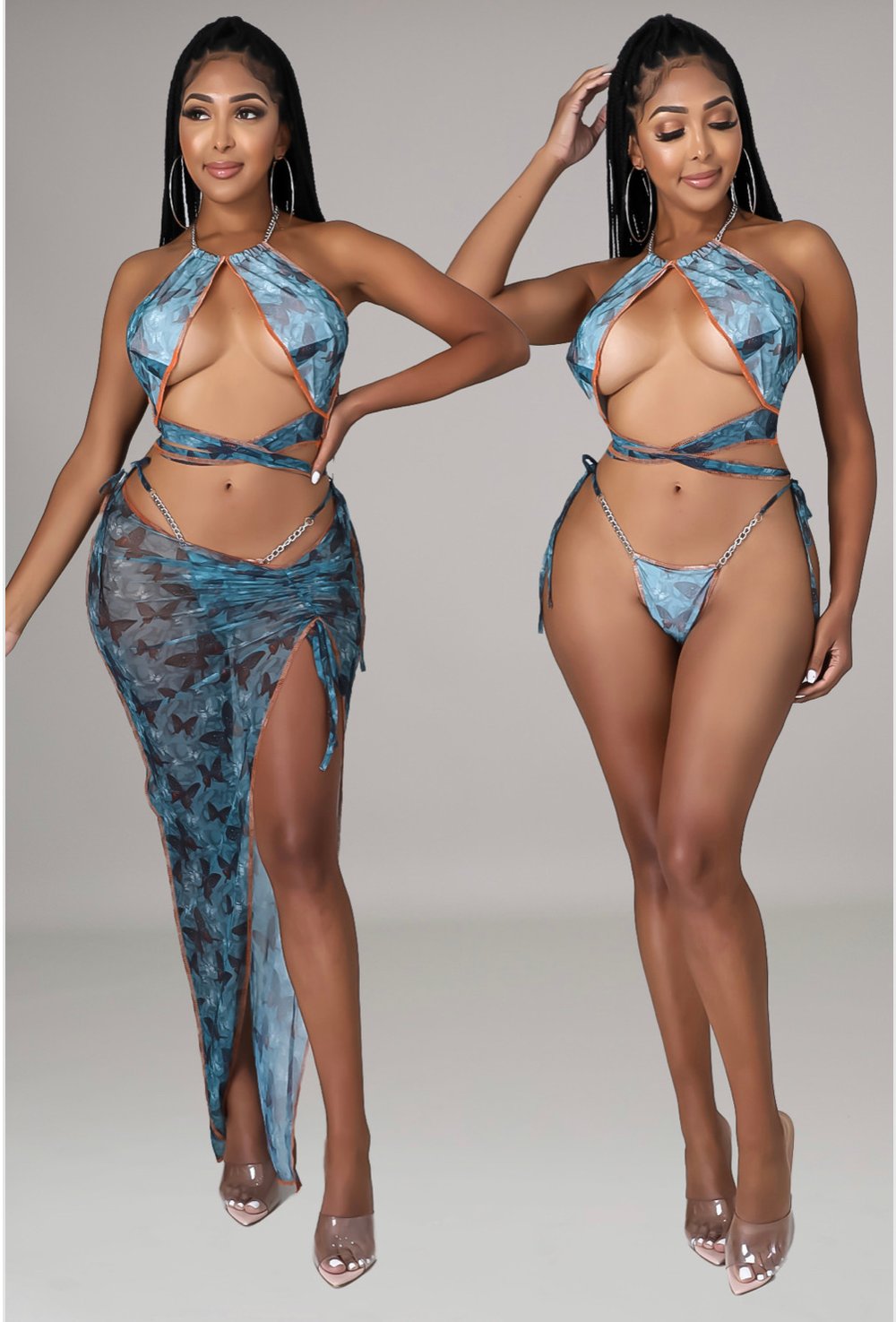 Image of 3pc Black Butterfly Swimsuit