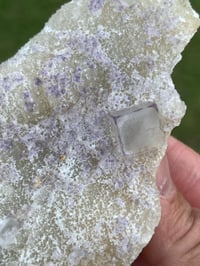 Image 13 of QR Code Fluorite On Druzy Quartz Matrix Specimen| Guizhou China #3065