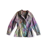 Image 1 of XS Cotton Twill Utility Jacket in Pastel Watercolor Ice Dye