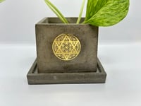 Image 2 of 3”x3” Cement Pot with Drip Plate