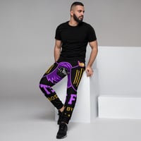 Image 2 of BOSSFITTED Black Purple and Gold AOP Men's Joggers