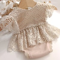 Image 1 of Newborn girls body-dress Sandria | light beige