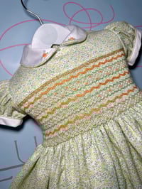 Image 3 of girls green floral smocked dress 