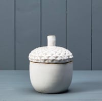 Reactive glaze ceramic acorn pot with lid 15cm