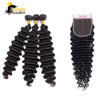 Image 1 of 3 Bundles With 5x5 HD closure - deep wave 