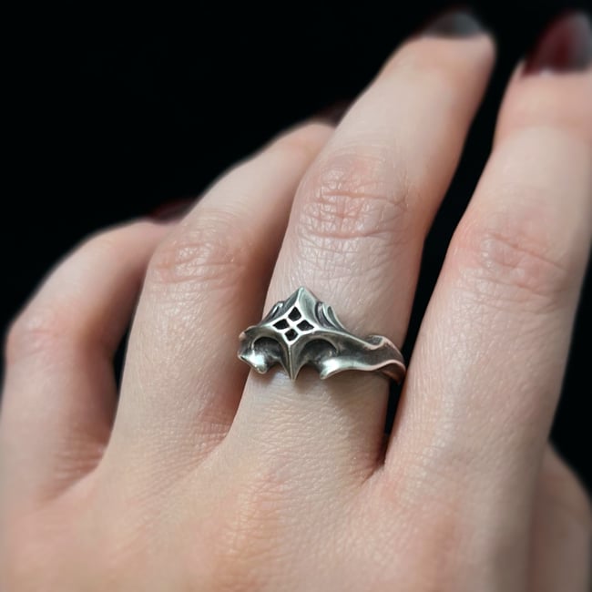 Night Folly // Hand Carved Solid Sterling Silver Ring 