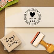 Image of Heart Address Stamp for Save the Dates & Wedding Invitations with your date and initials