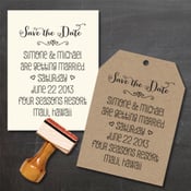 Image of Save the Date Stamp with hearts and calligraphy font - DIY and create your own Save the Dates