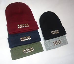 Image of Silver Studded Beanie Hat