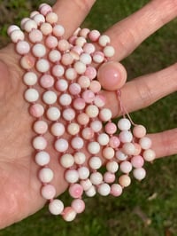 Image 3 of Pink Conch Shell Mala, Queen Conch Shell 108 Bead Japa Mala Hand Knotted Shell Necklace