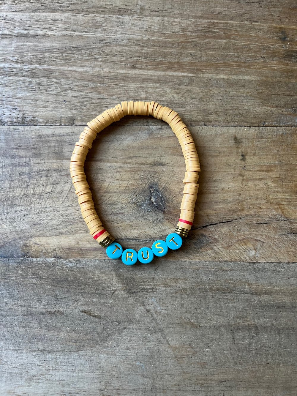 Image of Tan & turquoise TRUST bracelet