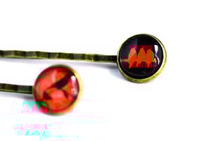 Image of Barrette cheveux illustration sous verre teintes rouges