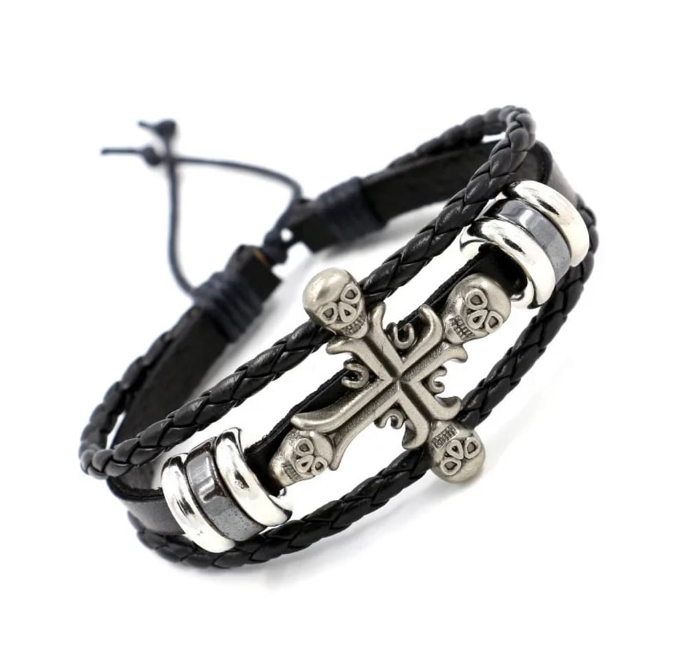Image of Retro Geometric Pu Leather Men's Bracelets