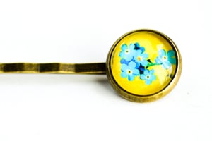 Image of Barrette cheveux illustration sous verre fleur