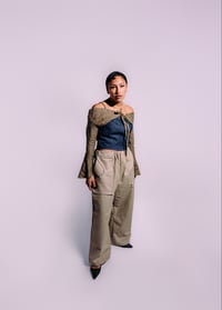 Image 3 of tied up cargo pant- olive 
