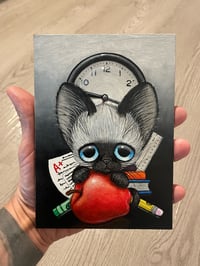 Image 2 of Siamese Cat Teacher Original Acrylic Painting 