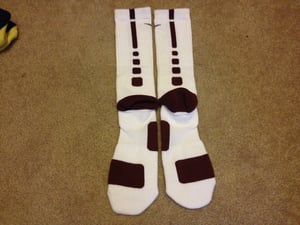 Image of White and Maroon Nike elite socks