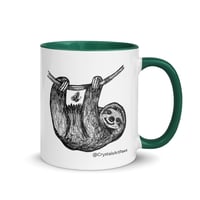 Image 15 of Hanging Around Sloth Ceramic Coffee Mug Line Art by CrystalsArtPaws