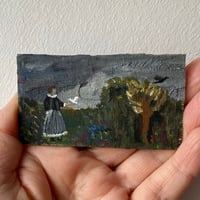 A white bird before a storm - tiny painting 