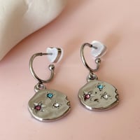 Image 1 of Multi coloured glass Nugget Stainless Steel Half Hoops