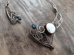 Sea necklace, open necklace, white and blue 