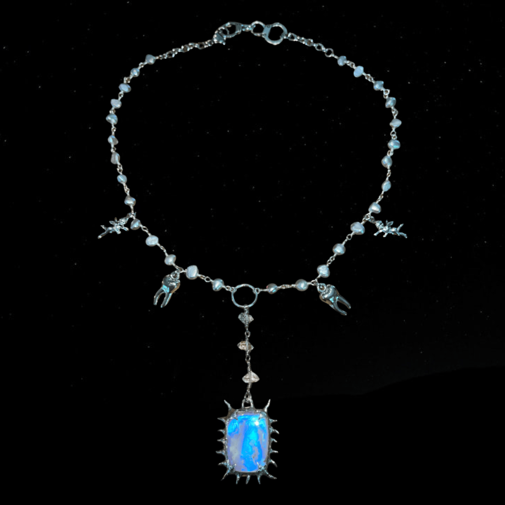 Image of -;- moonstone spike rosary -;-