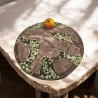 Image 2 of Handmade Resin Stone Tray – Green & Silver Home Decor Accent Plate