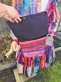 Image 3 of FRILL body cross Sari bag with ruffle -large detachable strap- Hamsa Hand 2