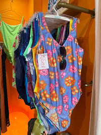 80's floral low back swimsuit 16/18