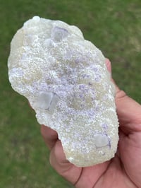 Image 2 of QR Code Fluorite On Druzy Quartz Matrix Specimen| Guizhou China #3065