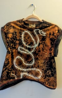 Image 1 of Hand-painted cobra skeleton cropped shirt