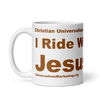 Image 3 of I Ride With Jesus Surfing 11oz White glossy mug