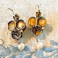 Image 2 of Small OAXACAN GOLD AND PEARL EARRINGS 