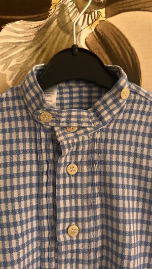 Image of Hemdchen mittelblau kariert, uni, Grösse 110cm 