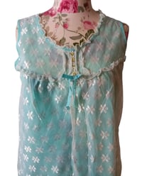 Image 4 of Vintage Prova Nightdress & Robe 2 Pc Set Blue Net UK Size 8-10 1960s