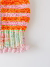Image 5 of Sofie and Iris Striped Orange, Light Pink, Light Lavender and Pastel Multi Color Mohair Balaclava