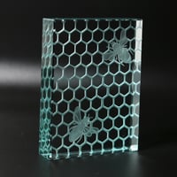 Image 1 of Bees and Honeycomb Glass Block