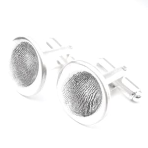 Image of Silver Fingerprint Round Cufflinks