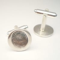Image 3 of Silver Fingerprint Round Cufflinks