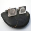 Silver Fingerprint Square Cufflinks