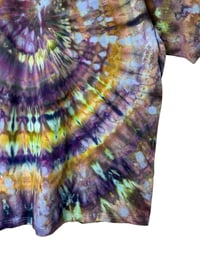 Image 5 of XXL Adult Combed Cotton Tee in Earthy Cool Spiral Ice Dye