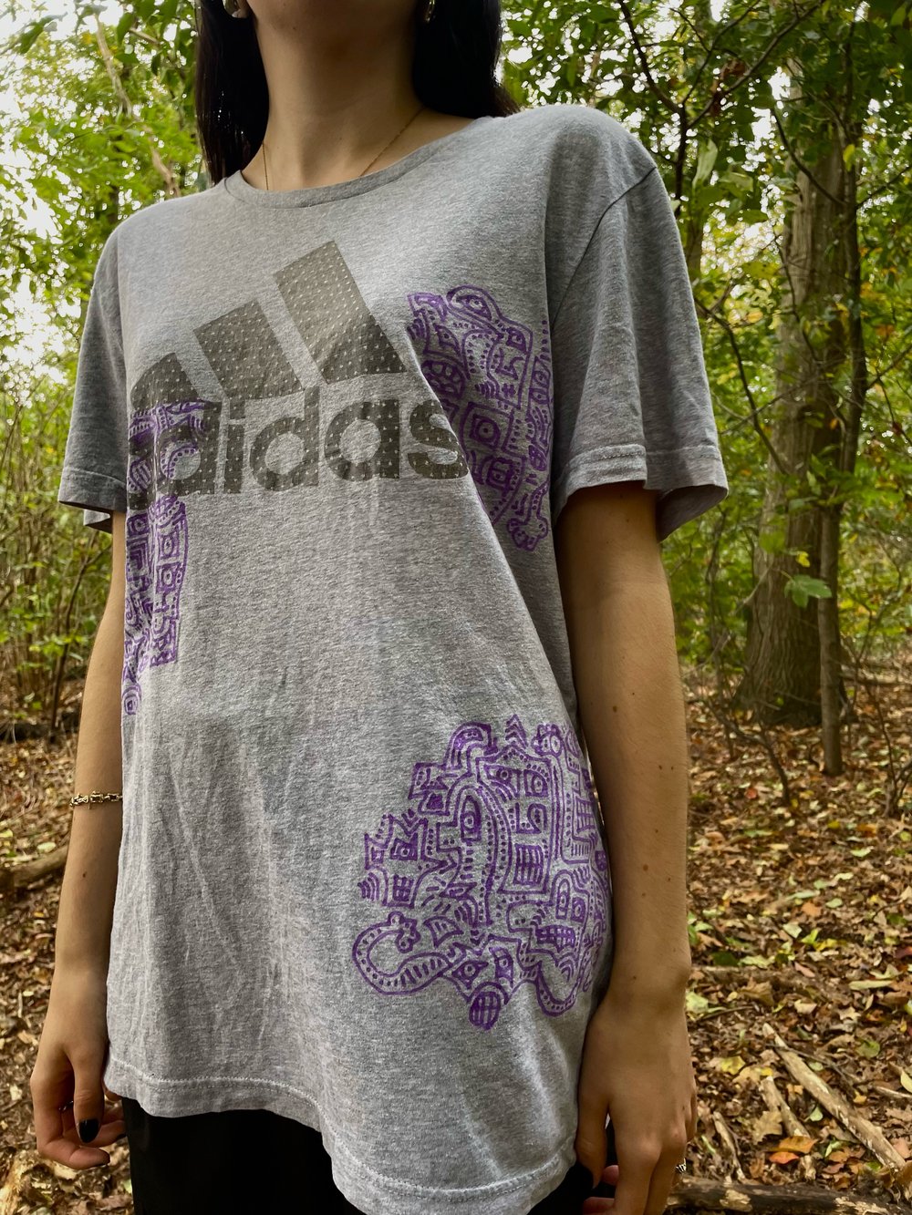 artsy grey purple t-shirt