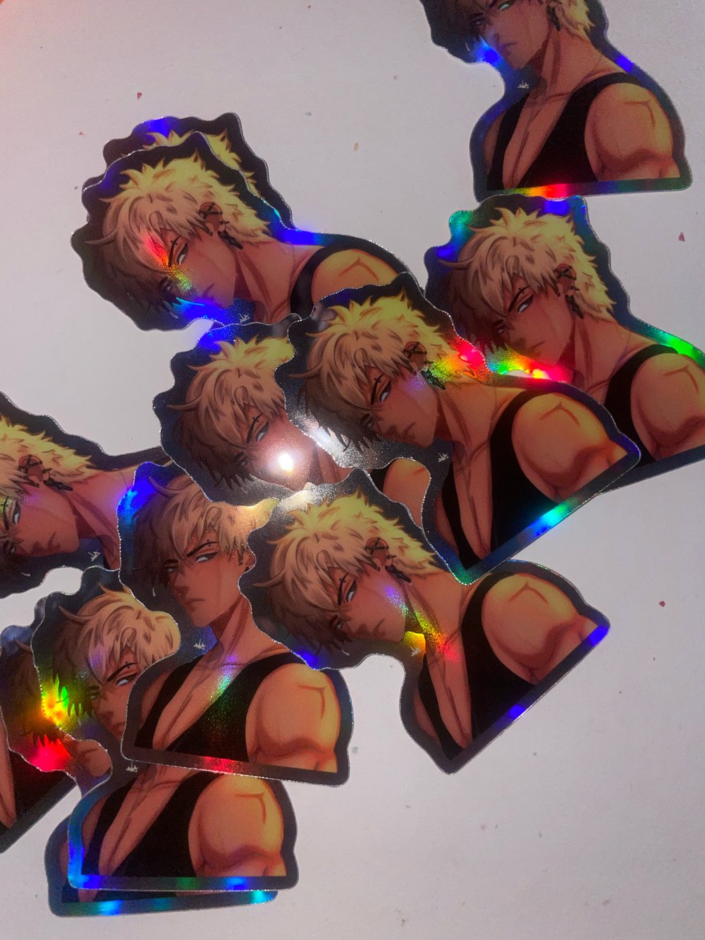 Image of Wet Hair Katsuki Holographic Stickers