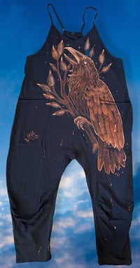 Image 1 of “CROW” BLEACH PAINTED BAGGY ROMPER MEDIUM