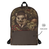 Image 3 of Boho Nature Cottagecore Inspired Hedgehogs Among Mushrooms Backpack