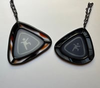 Image 1 of Stained glass good luck charm: sandblasted falling themby