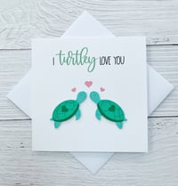 Image 1 of Handmade Turtle Love Anniversary Card - Adorable Couple Card for A Special Occasion 