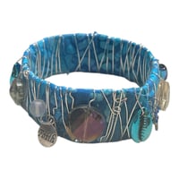 Image 1 of Wide Jeweled Bangle Blue