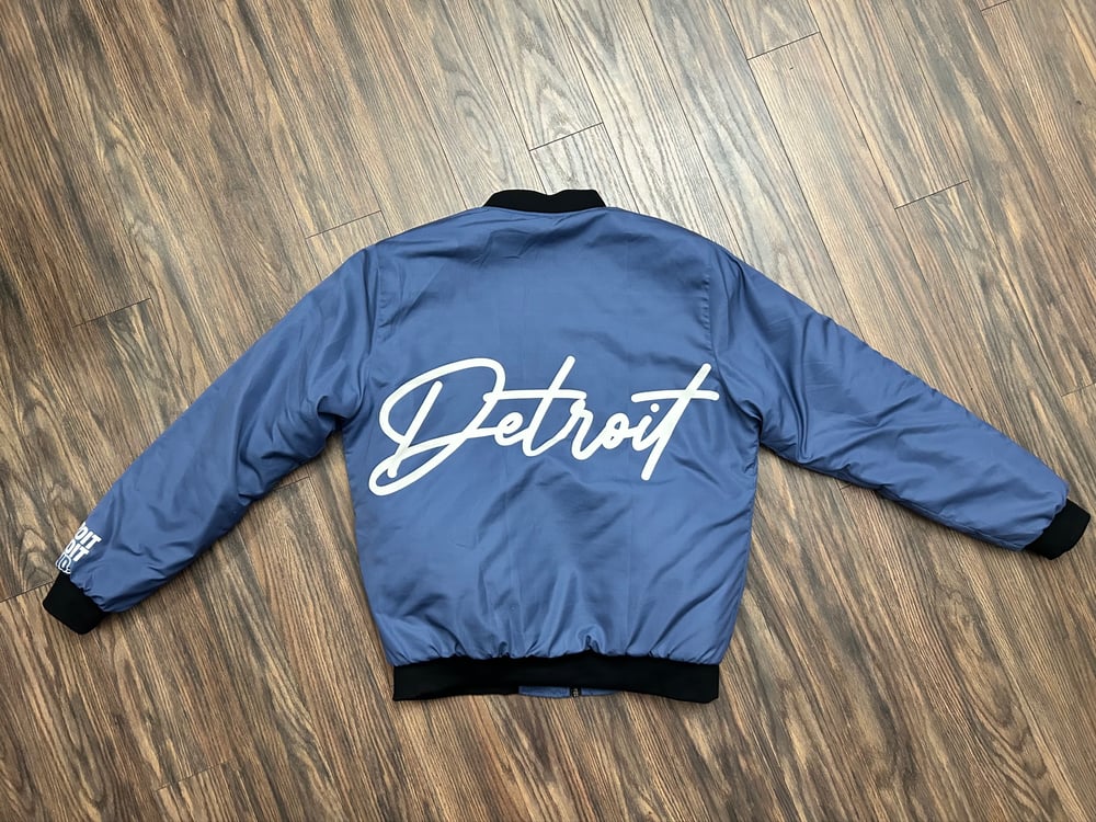 Image of Detroit Printed Bomber Jacket (Navy)